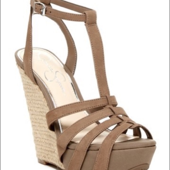 New!! 8.5 Jessica Simpson Bailor Tan Wedge Sandals - Picture 5 of 7